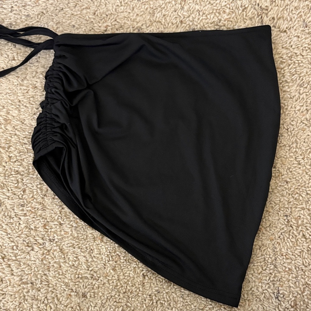 Black Ruched Mini Skirt